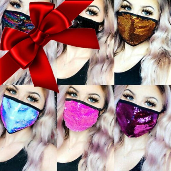 Sequin Protective Face Mask (Two Tone Reversible ) - Picture 1 of 12
